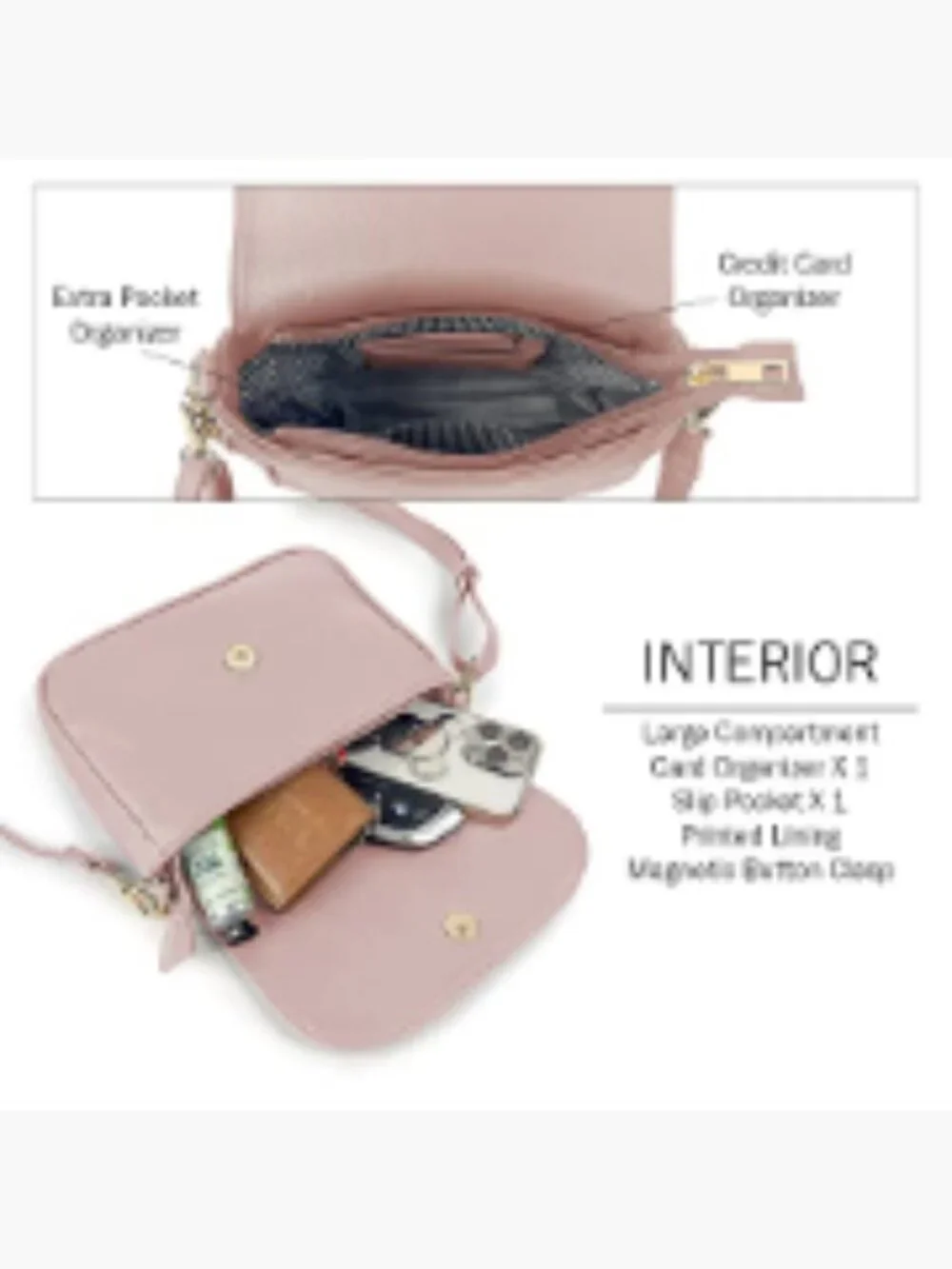 Small Faux Leather Crossbody Saddle Purse with Tassel Flap Shoulder Bag